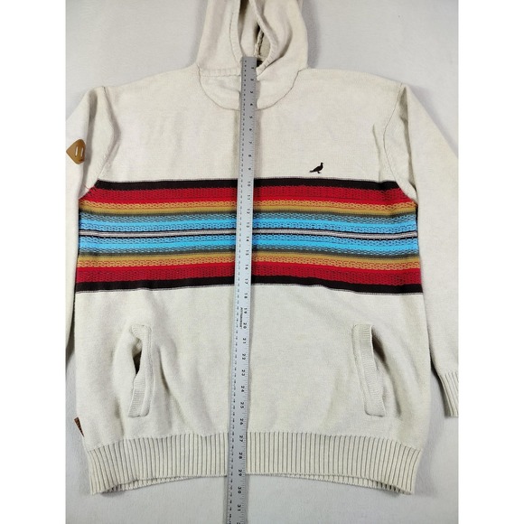 Jeff Staple Pigeon Sweater Mens 2XL Beige Hooded Striped Knit Casual Streetwear - Picture 11 of 14